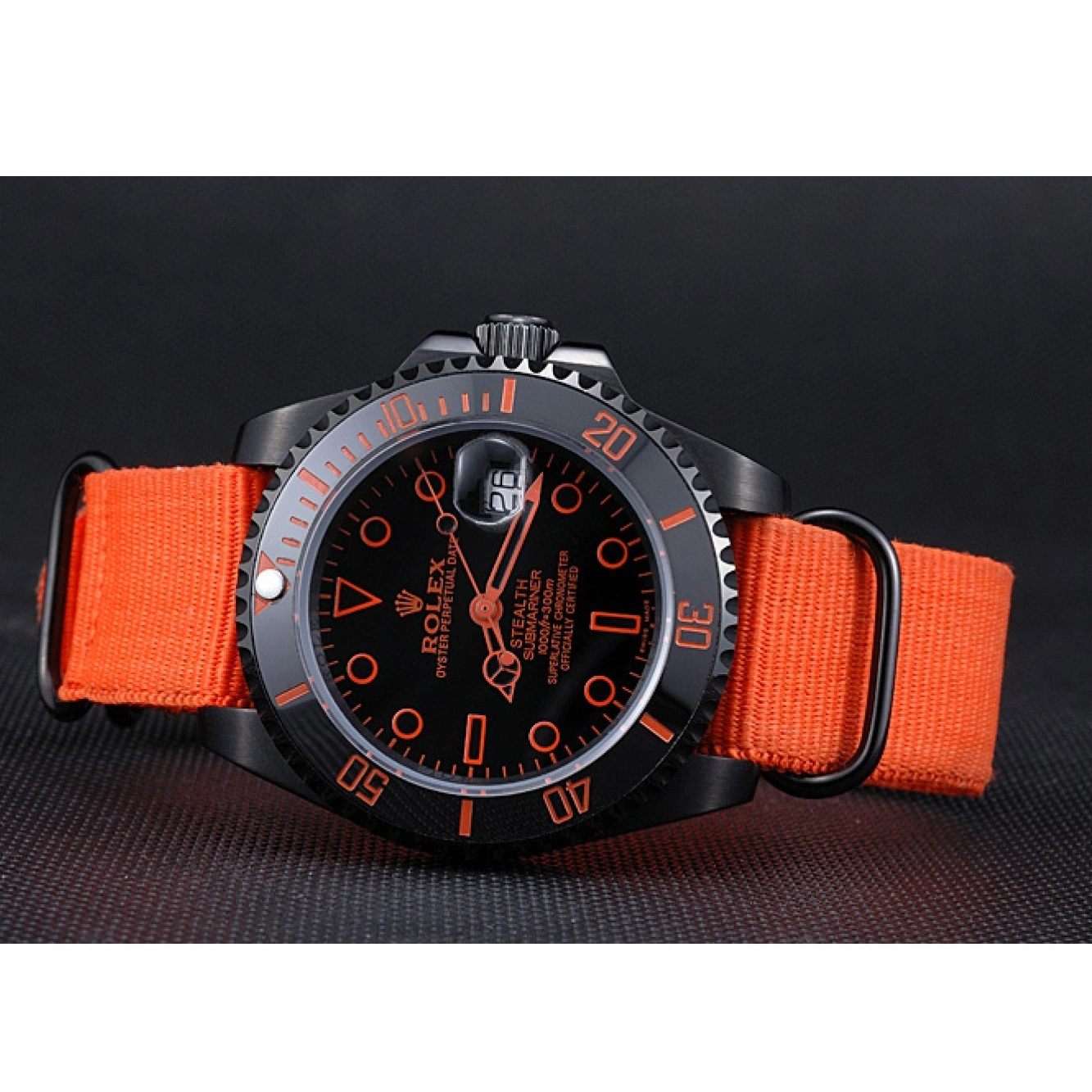 Aaa replica watch Stealth 622011 Nylon Orange Strap Submariner Rolex 0514